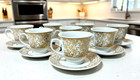 12 Piece Ceramic Gold Design Tea Set Cup and Saucers Gold White Design Gift