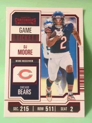 2023 Panini Contenders - D.J. Moore #18 Red Game Ticket - Chicago Bears - Image 1 of 2
