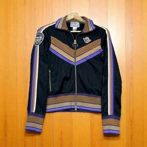 Roots Women's Small Retro Y2K Jacket Black Striped Casual Purple Black - Picture 1 of 20