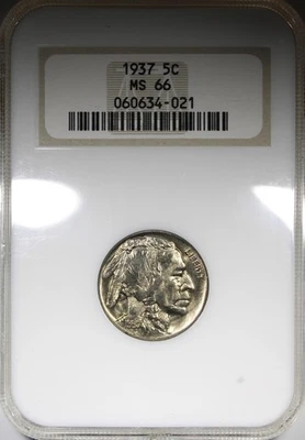 1937 Buffalo Nickel NGC MS66 Uncirculated Thick Fatty Holder - Image 1 of 4