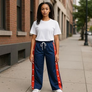 H&M Divided Womens Snap Button Track Pants Side Stripe Athletic Lounge S - Picture 1 of 3