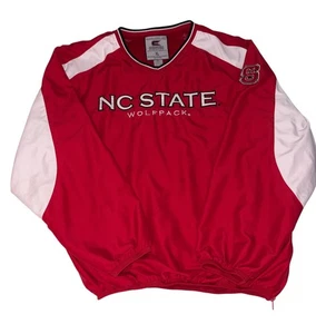 VTG Y2K NC State Wolfpack Pullover V-Neck Windbreaker Jacket Red XL Colosseum - Picture 1 of 12