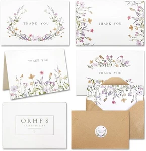 Floral Thank You Cards With Envelopes (bulk 20-4x6) 4*6 inch, white - Picture 1 of 6
