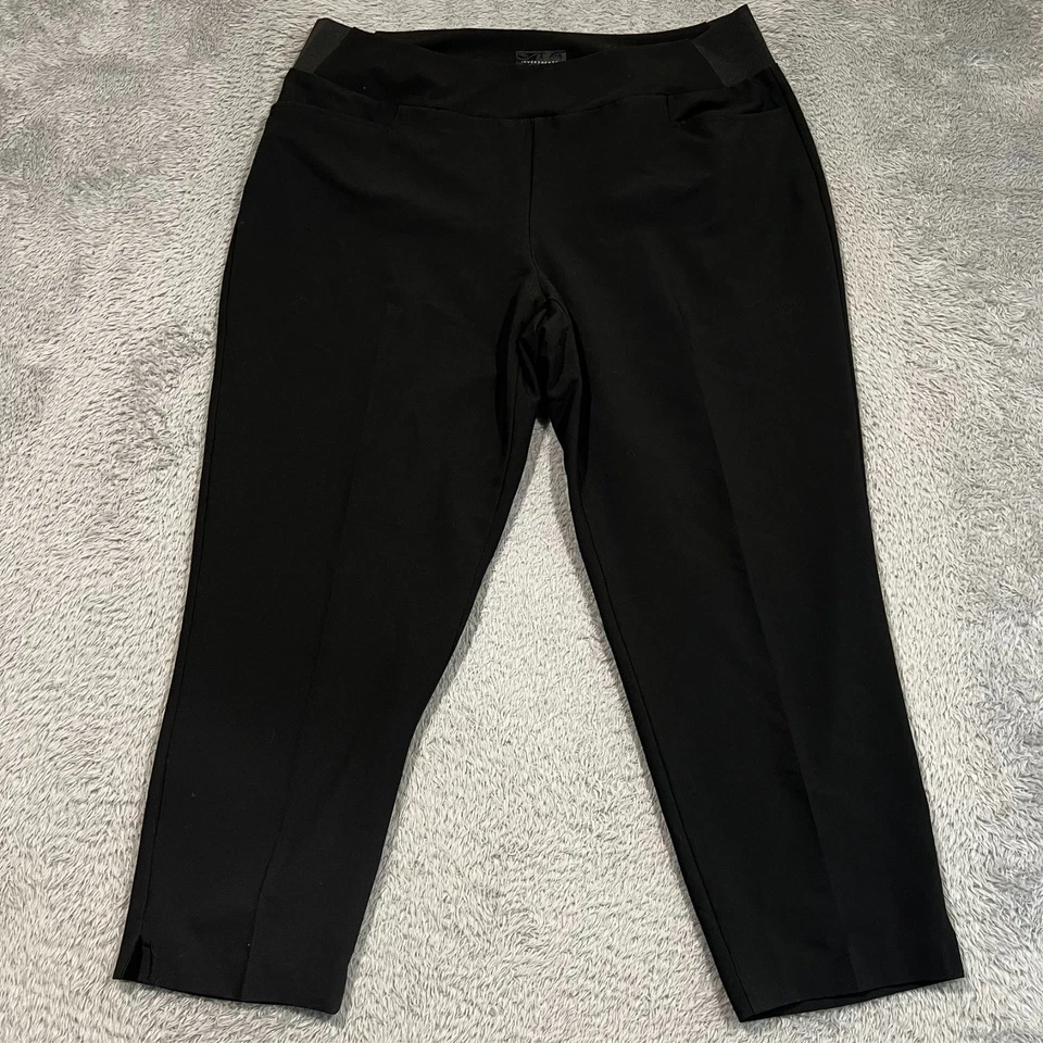 Investments Pull On Dress Pants Slacks women's 16W R 37x26 Black Elastic Waist - Image 1 of 4