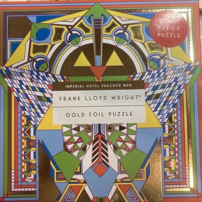 Dos rompecabezas Frank Lloyd Wright - Art Deco dorado (usado) y banderas (sellado) Foto 1 de 4