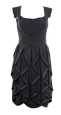 Vestido Cleo Temperley London L101704 Negro Manga Corta Seda Volantes Talla US 6 Foto 1 de 2