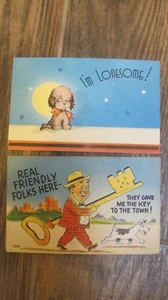 2 1940's & 1950's Comic dog theme I'm lonesome, key town postcards - Picture 1 of 5