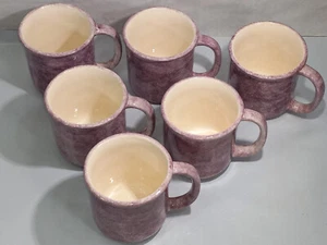 Vintage Rebing Mexico Purple Ceramic Stoneware Coffee Mugs Tea Cups Set of 6 - Picture 1 of 3