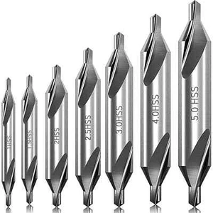 7 Pieces Center Drill Bits Set, M2 High Speed Steel 60 Degree, Sizes 1.0-5.0 - Picture 1 of 3