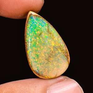 06.60Cts 100% Natural Multi Fire Monarch Opal Pear Cab Loose Gemstone 23x14x04MM - Picture 1 of 3
