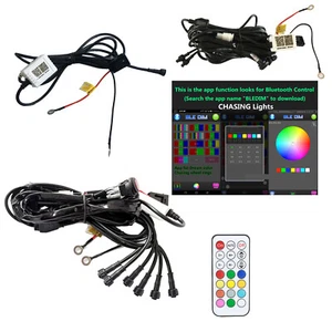 Bluetooth Control Harness Kit for 14"-50 inch RGB Chasing Halo Led Light Bar Pod - Picture 1 of 65