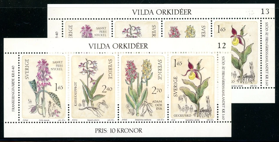 SWEDEN 1419 WILD ORCHIDS SS # 1492 (TWO SHEETS OF FOUR) MINT VF NH - Image 1 of 1