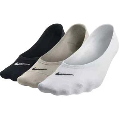 New Nike Unisex No Show 3 Pack Socks - Black, Nude, White - Size M - Image 1 of 4