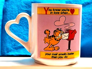 GARFIELD Vintage 1978 Valentine's Day Double Sided Mug Heart Handle VERY RARE! - Picture 1 of 12