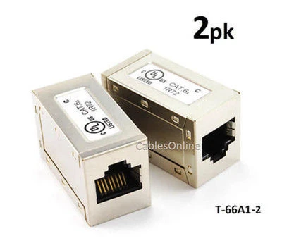 2-PACK Shielded RJ45 CAT.6a Network F/F GIGABIT Ethernet InLine Coupler - Image 1 of 2