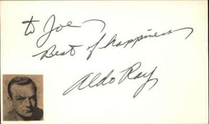 Aldo Ray D.1991 Actor Secret of NIHM Signed 3" x 5" Index Card