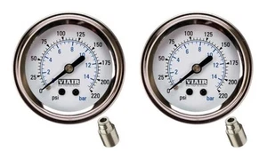 Paquete de manómetro de tanque de aire Viair 90089 cara blanca 220 PSI con accesorios 1/4 OD - Imagen 1 de 1