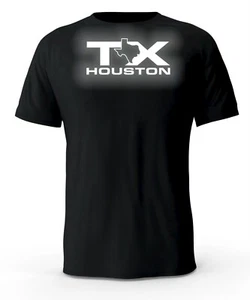 Houston TX Reflective Logo Black T-Shirt - Picture 1 of 4