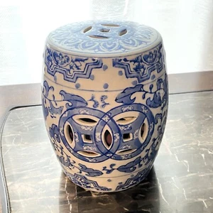 Rare Blue White Porcelain Chinoiserie Garden Seat Potpourri Jar Plant Stand 6" - Picture 1 of 6