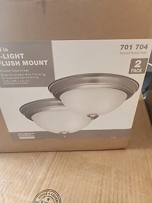 13 in. 2-Light Brushed Nickel Flush Mount (2-Pack) (EFG8012A-BN) - Image 1 of 2