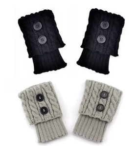 2 Pairs Womens Boot Cuffs Winter Warm Short Boots Socks Crochet Knitted Boot ... - Picture 1 of 4