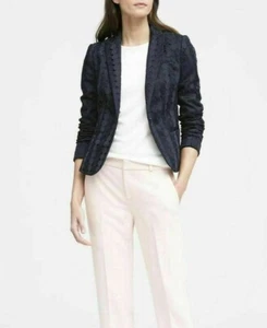 Banana Republic Blazer 4 dunkelblau gepunktet Ösen Spitze tailliert Jacke - Bild 1 von 8