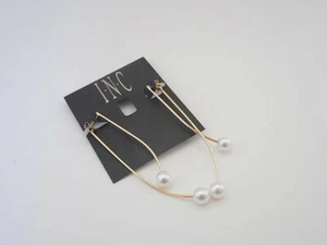 INC Gold Tone Pearl Bypass Earrings - Picture 1 of 1