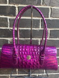 NWT Brahmin Dayan Voltage Violet Melbourne Satchel Leather purple fuchsia - Picture 1 of 5