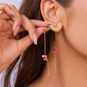 Asymmetric Snowflake Christmas Boot Hat Drop Earrings for Women Christmas Gifts - Picture 1 of 18