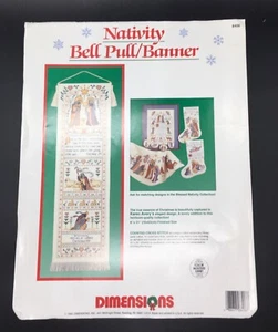 KIT Christmas counted cross stitch 1990 Nativity Pell Pull Banner 21” X 6” NEW - Picture 1 of 8
