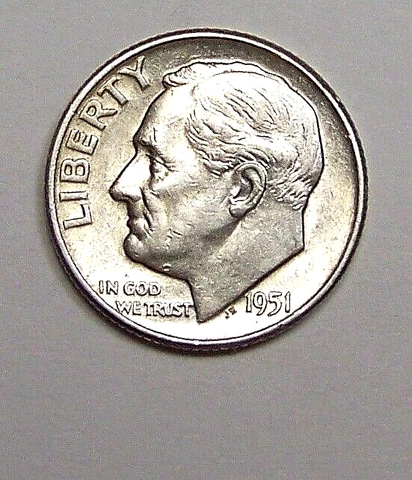 1951  P   Mint Silver Roosevelt Head Dime ..  TRACKING INCLUDED..90722211 Cover