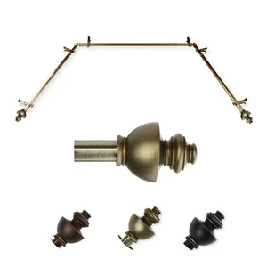 Kingly 13/16" Bay Window Curtain Rod 20"-36", 38"-72", choose from 3 colors - Picture 1 of 4