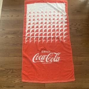 Vintage Coca-Cola Beach Towel Red White 27x39 - Picture 1 of 5