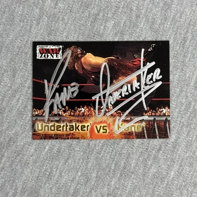 2001 Fleer WWF Raw is War #78 Undertaker vs. Kane Signed IP Auto - Image 1 of 2