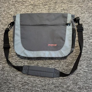 JanSport Messenger Laptop Bag Grey Blue Shoulder Crossbody Travel - Picture 1 of 8