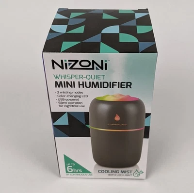 Nizoni Whisper Quiet Mini Humidifier Color Changing LED 2 Misting Modes USB 6hrs - Image 1 of 4