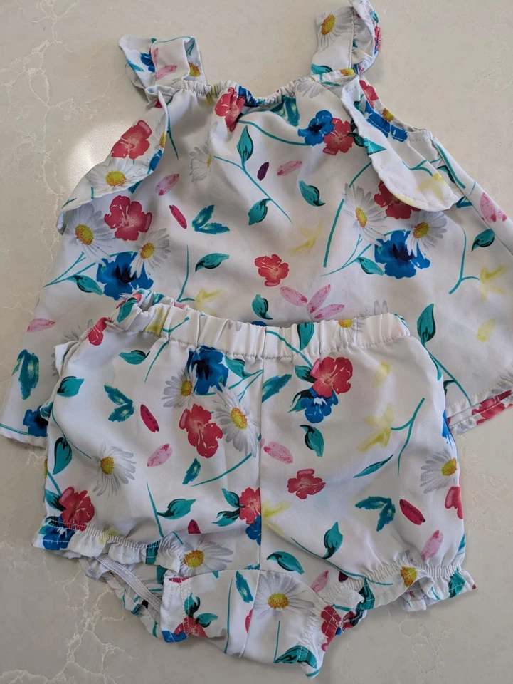 Peter Morrissey Baby Girl Top & Bottom Outfit Set Size 0 Floral Summer EUC - image 1 of 4