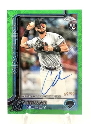Connor Norby (RC) 2025 Topps Chrome Logofractor Rookie Auto Green /99 Marlins - Image 1 of 2