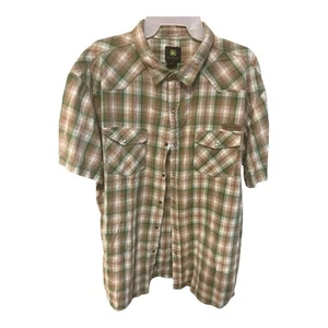 John Deere Green and Brown Plaid Casual Button Down Shirt - Picture 1 of 4