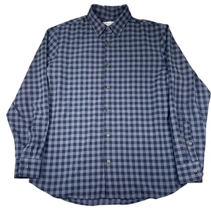 Mizzen+Main Shirt Mens XL Navy Gray Gingham Trim Fit Button Down Made in USA - Picture 1 of 7