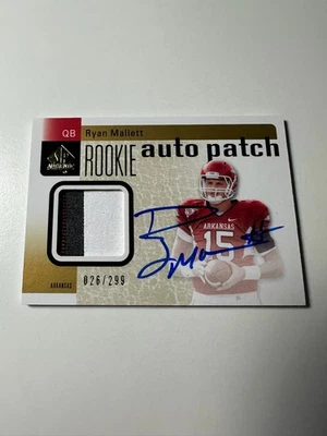 2011 SP Authentic Ryan Mallett Rookie Patch Auto 26/299 RC SP #208 - Image 1 of 2