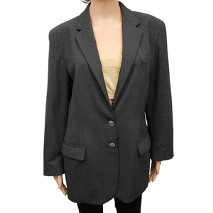 LAUREN RALPH LAUREN Petite Blazer Jacket Size L Charcoal Gray Single Breasted - Picture 1 of 12