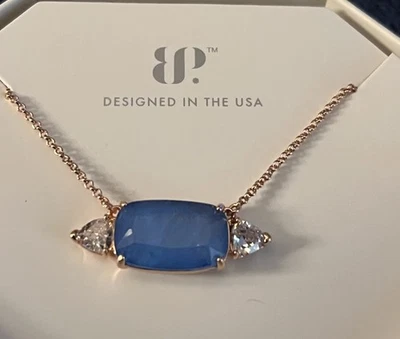 Bomb Party Ocean Blue Quartz Rose Gold Plating  Necklace - Image 1 of 2