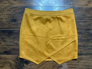 Newbury Kustom Senf Wildlederimitat Stretch Minirock Damengröße Large - Bild 1 von 4
