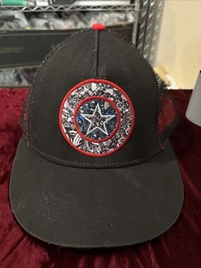 Captain America Marvel Cap Hat Black Red Snap Back - Picture 1 of 12