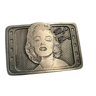 Hebilla de cinturón de plata vintage Marilyn Monroe Norma Jeane *18I* Foto 1 de 2