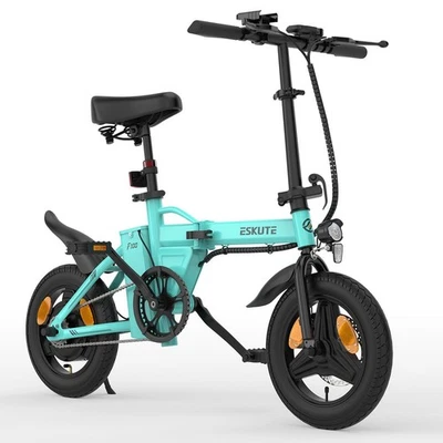 14 inch E-Folding Bike ESKUTE F100 Mini Electric Bike 36V 9Ah E-City Bike Blue - Image 1 of 4