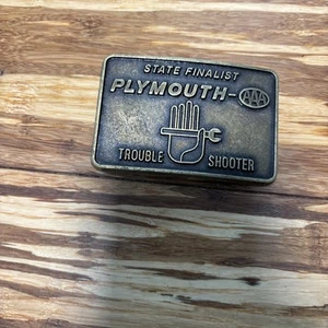 Vintage Plymouth Brass Belt Buckle AAA Trouble Shooter - Picture 1 of 4