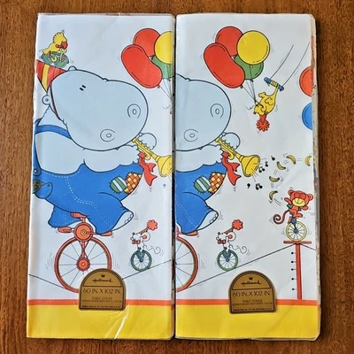 Vtg Hallmark Childrens Party Paper Table Covers NOS Animal Circus Primary Colors - Image 1 of 4