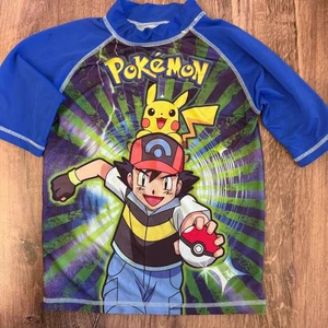 Pokémon Jungen Rash Guard Swim Shirt Youth Large Pikachu Ash Badeanzug Top - Bild 1 von 9